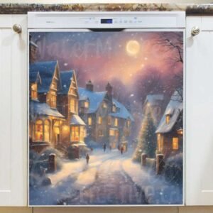 Victorian Town Christmas Magnetic Dishwasher Door Cover
