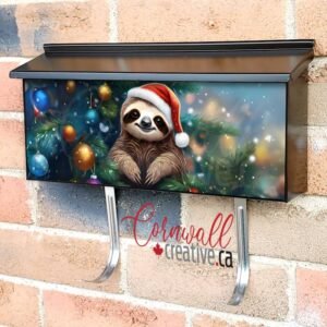 Christmas Sloth in Santa Hat Wall-mounted Townhouse Mailbox Cover