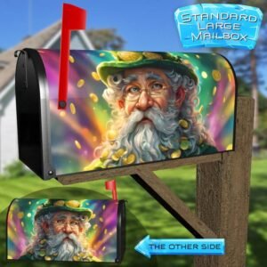 St. Patrick’s Day Gnome with Gold Rural Farm Mailbox Cover