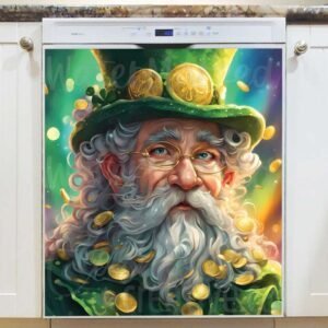 St. Patrick’s Day Gnome with Gold Magnetic Dishwasher Door Cover