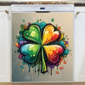 St. Patrick’s Day Abstract Shamrock Magnetic Dishwasher Door Cover