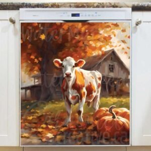 Cute Calf and Pumpkins Magnetic Dishwasher Door Cover