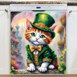 St. Patrick’s Day Irish Kitten Magnetic Dishwasher Door Cover
