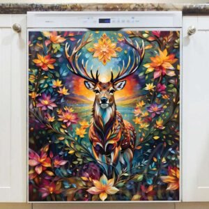 Bohemian Springtime Deer Magnetic Dishwasher Door Cover