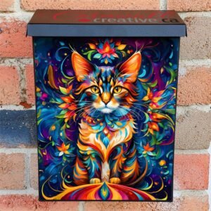 Bohemian Flower Cat Colonial Mailbox Cover