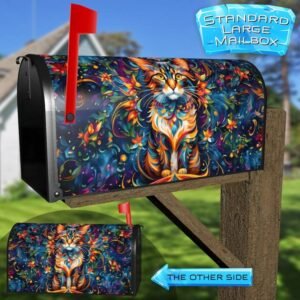 Bohemian Flower Cat Rural Farm Mailbox Cover