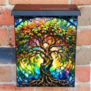 Stained Glass Willow Tree Colonial Mailbox Cover