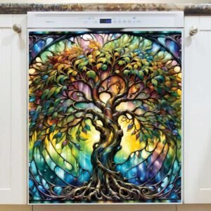 Stained Glass Willow Tree Magnetic Dishwasher Door Cover