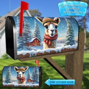Cute Christmas Llama Rural Farm Mailbox Cover