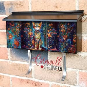 Bohemian Cat with Flowers Wall-mounted Townhouse Mailbox Cover