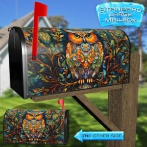 Bohemian Owl with Flowers Rural Farm Mailbox Cover
