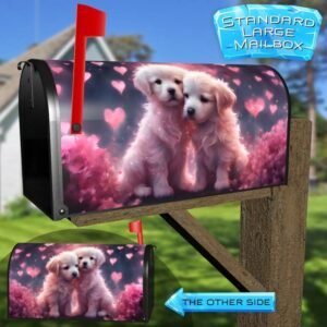 Pink Puppies in Love Rural Farm Mailbox Cover