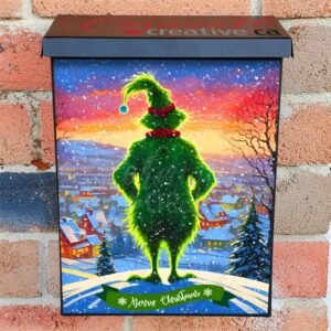 The Grinch Looking at the Town Colonial Mailbox Cover
