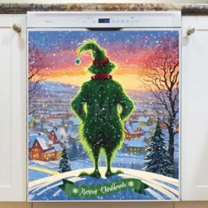 The Grinch Looking at the Town Magnetic Dishwasher Door Cover