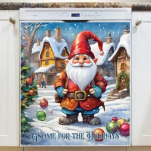 Christmas Gnome in the Village Magnetic Dishwasher Door Cover