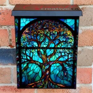 Stained Glass Beautiful Tree Colonial Mailbox Cover