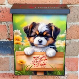 Mother’s Day Puppy with a Sign Colonial Mailbox Cover