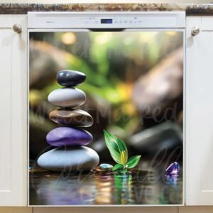 Zen Stones and Crystals in the Stream Magnetic Dishwasher Door Cover