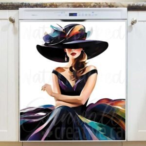 Elegant Lady in a Large Hat  Magnetic Dishwasher Door Cover