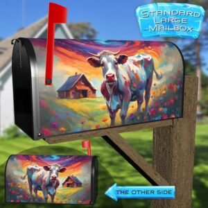 Colorful Farmhouse Cow Rural Farm Mailbox Cover