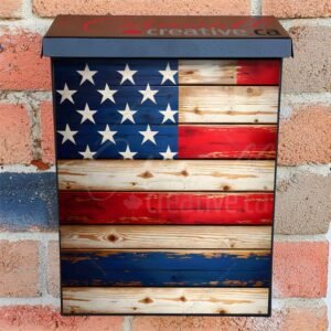 Wooden American Flag Colonial Mailbox Cover