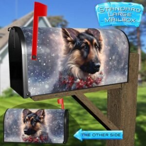 Christmas German Shepherd Rural Farm Mailbox Cover