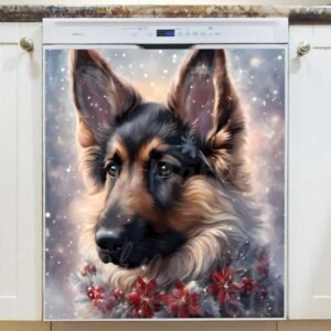 Christmas German Shepherd Magnetic Dishwasher Door Cover