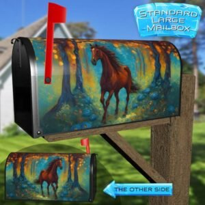 Horse in the Fantasy Forest Rural Farm Mailbox Cover