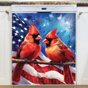 Canaries with a USA Flag Magnetic Dishwasher Door Cover