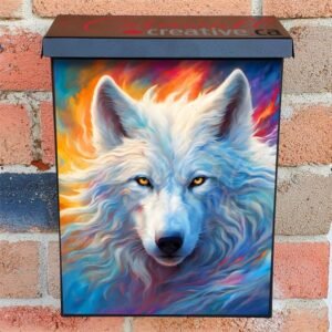 Beautiful White Wolf Colonial Mailbox Cover