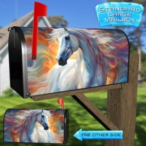 Magical White Horse Rural Farm Mailbox Cover