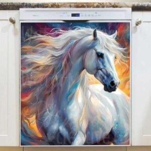 Magical White Horse Magnetic Dishwasher Door Cover