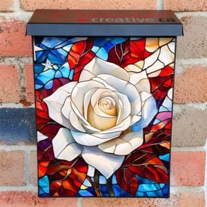 Stained Glass USA Rose Colonial Mailbox Cover