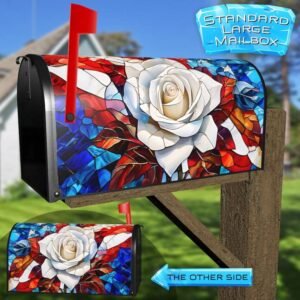 Stained Glass USA Rose Rural Farm Mailbox Cover