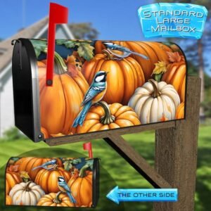 Little Chickadees and Pumpkins Rural Farm Mailbox Cover
