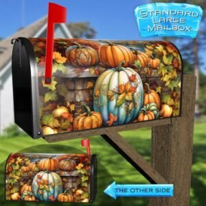 Beautiful Autumn Pumpkins Rural Farm Mailbox Cover