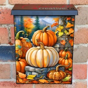 Pumpkins Beside the Fence Colonial Mailbox Cover