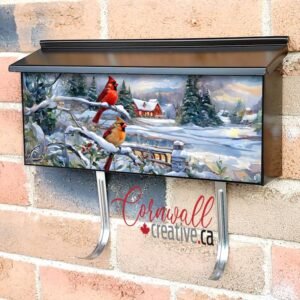 Winter Cardinals and a Farmhouse Wall-mounted Townhouse Mailbox Cover