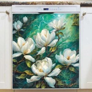 Beautiful Magnolias in the Wind Magnetic Dishwasher Door Cover