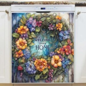Welcome to Our Home Wreath Magnetic Dishwasher Door Cover