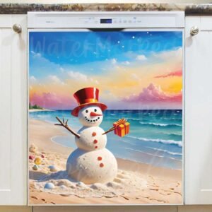 Tropical Christmas Beach Magnetic Dishwasher Door Cover