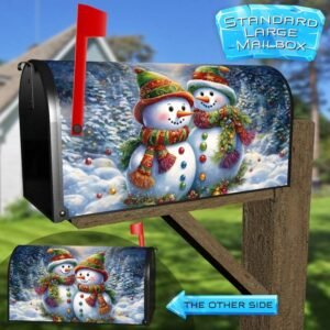 Country Snowman Couple Rural Farm Mailbox Cover