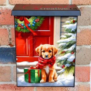Christmas Puppy at the Door 2 Colonial Mailbox Cover