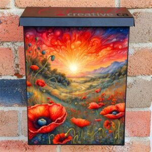 Poppies in the Meadow Colonial Mailbox Cover