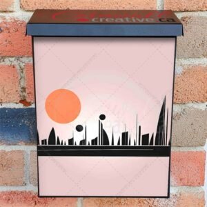 City in the Sunset Minimalist Art Colonial Mailbox Cover