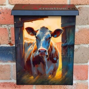 Curious Cow at the Door Colonial Mailbox Cover