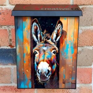 Colorful Donkey at the Barn Colonial Mailbox Cover