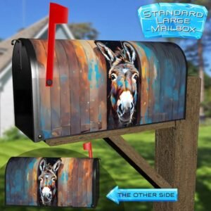 Colorful Donkey at the Barn Rural Farm Mailbox Cover