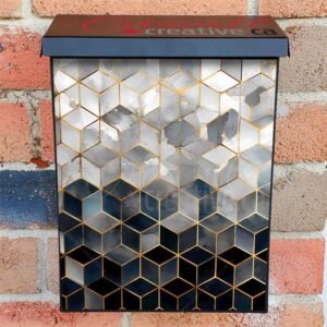 Grey Cubes Art Colonial Mailbox Cover