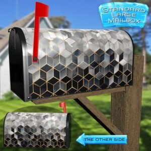Grey Cubes Art Rural Farm Mailbox Cover